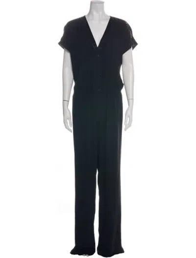 Pre-owned St John V-neck Jumpsuit In Black