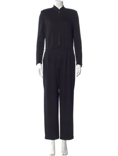 Pre-owned St John V-neck Jumpsuit In Blue