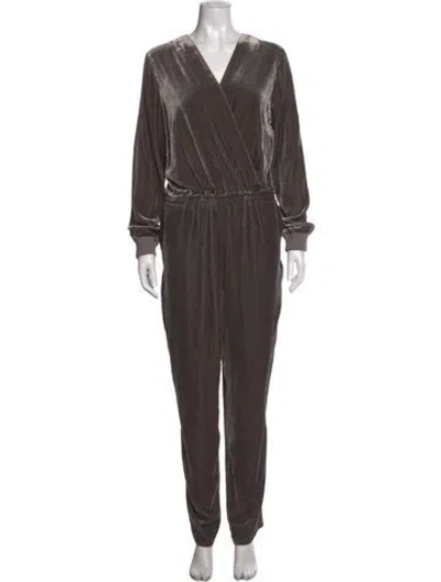 Pre-owned St John V-neck Jumpsuit In Gray