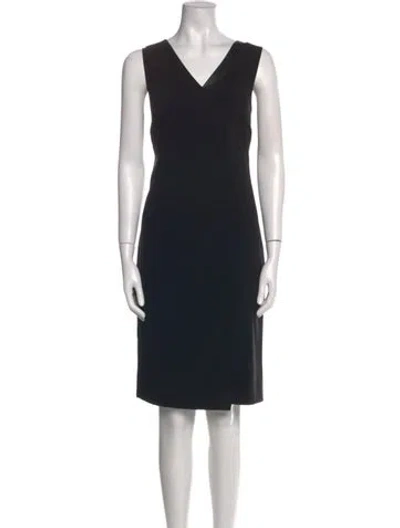 Pre-owned St John V-neck Knee-length Dress In Black