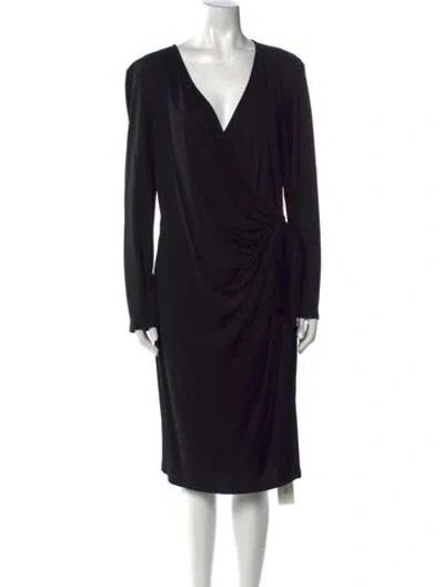 Pre-owned St John V-neck Knee-length Dress In Black