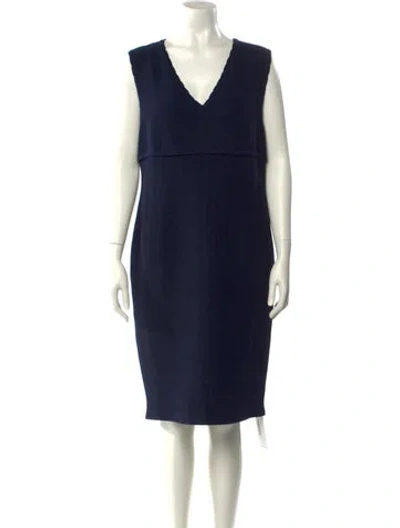 Pre-owned St John V-neck Knee-length Dress In Black
