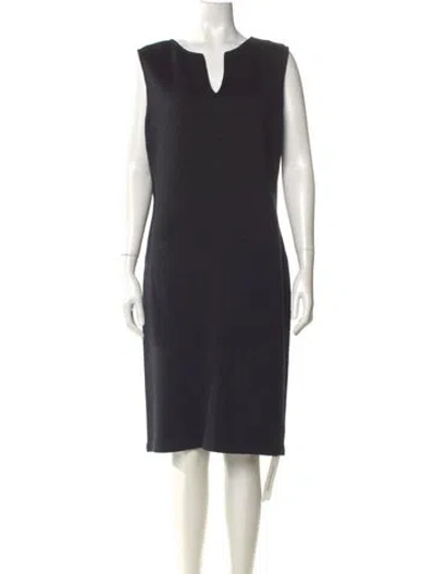 Pre-owned St John V-neck Knee-length Dress In Black