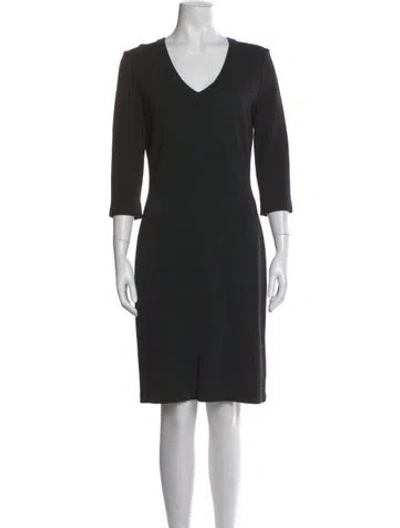 Pre-owned St John V-neck Knee-length Dress In Black