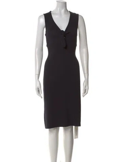 Pre-owned St John V-neck Knee-length Dress In Black
