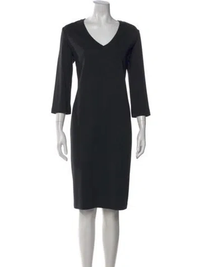 Pre-owned St John V-neck Knee-length Dress In Black