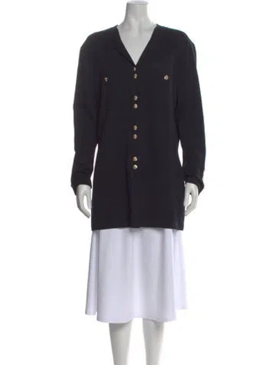 Pre-owned St John V-neck Knee-length Dress In Black