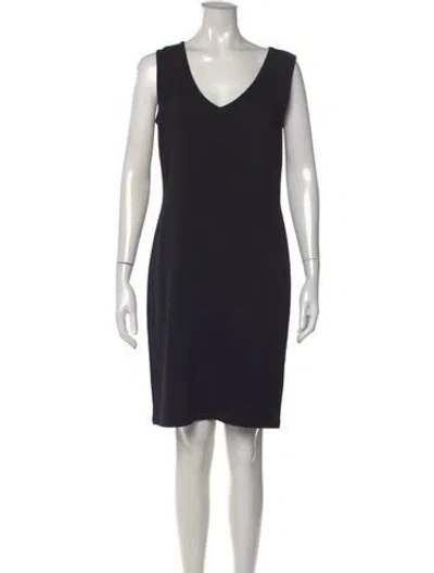 Pre-owned St John V-neck Knee-length Dress In Black
