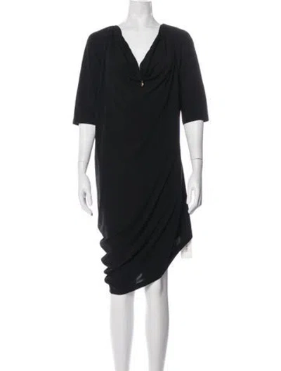 Pre-owned St John V-neck Knee-length Dress In Blue
