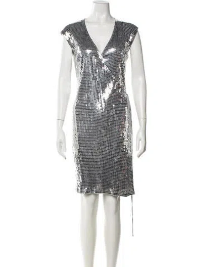 Pre-owned St John V-neck Knee-length Dress In Multi