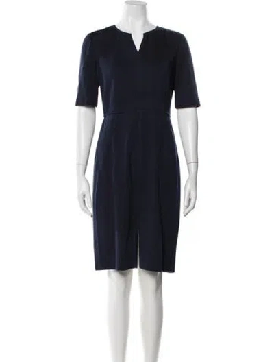 Pre-owned St John V-neck Knee-length Dress In Multi