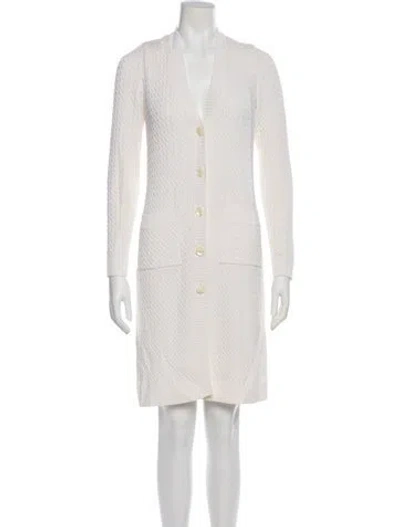 Pre-owned St John V-neck Knee-length Dress In Neutral