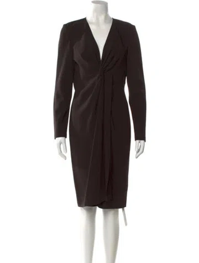 Pre-owned St John V-neck Knee-length Dress In Neutral