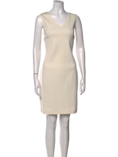 Pre-owned St John V-neck Knee-length Dress In Neutral