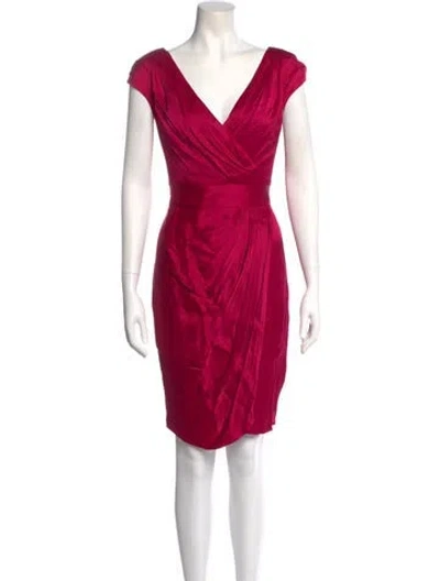 Pre-owned St John V-neck Knee-length Dress In Pink