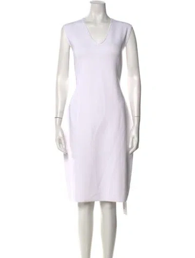Pre-owned St John V-neck Knee-length Dress W/ Tags In Neutral