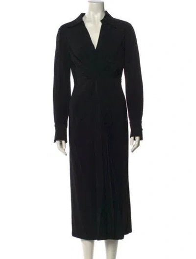 Pre-owned St John V-neck Long Dress In Black