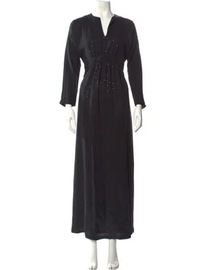 Pre-owned St John V-neck Long Dress In Black