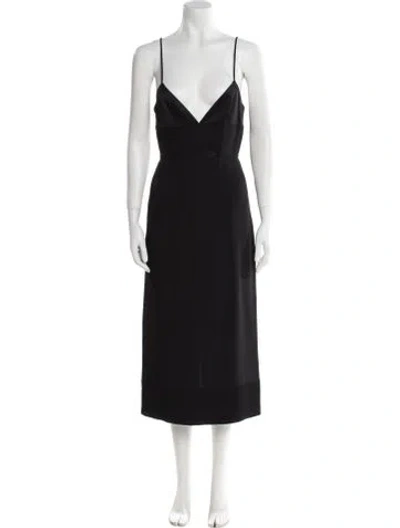 Pre-owned St John V-neck Long Dress In Black