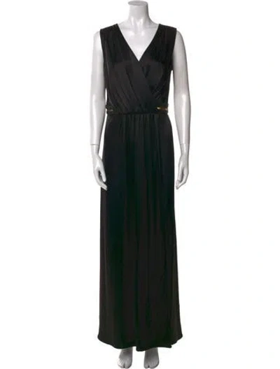 Pre-owned St John V-neck Long Dress In Black