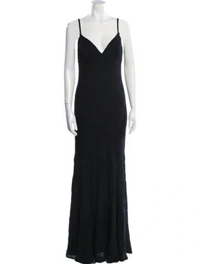 Pre-owned St John V-neck Long Dress In Black