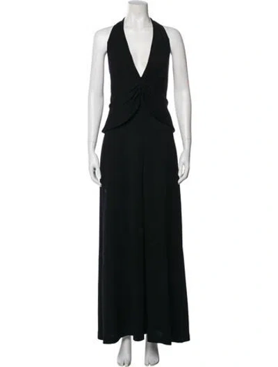 Pre-owned St John V-neck Long Dress In Black