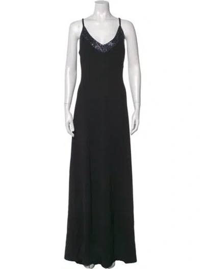 Pre-owned St John V-neck Long Dress In Black