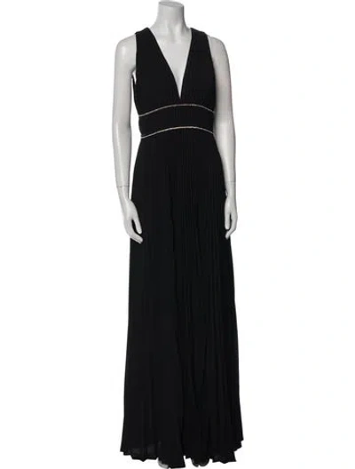 Pre-owned St John V-neck Long Dress In Black