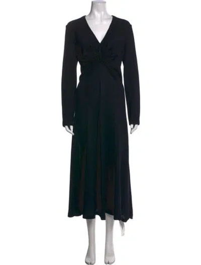 Pre-owned St John V-neck Long Dress In Black