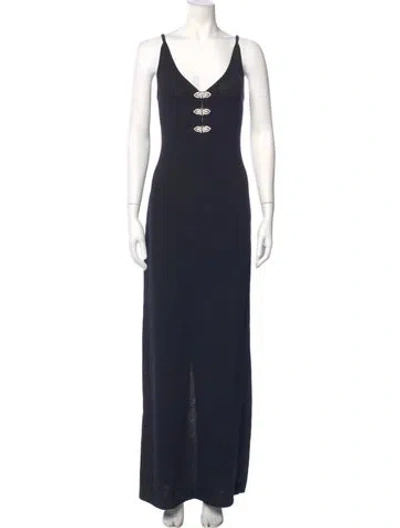 Pre-owned St John V-neck Long Dress In Blue