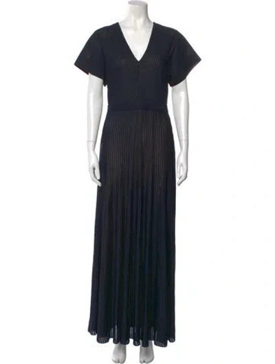 Pre-owned St John V-neck Long Dress In Blue