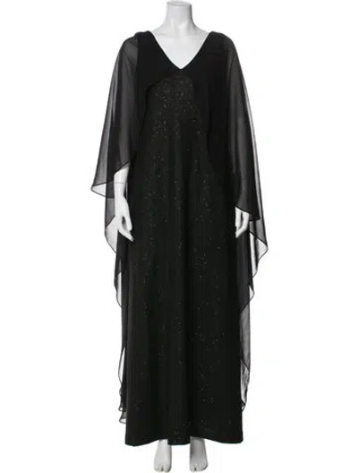 Pre-owned St John V-neck Long Dress In Green