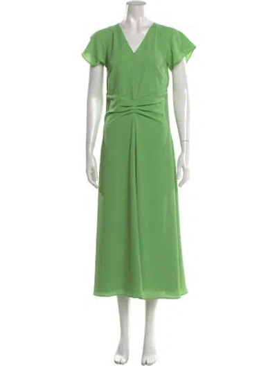 Pre-owned St John V-neck Long Dress In Green