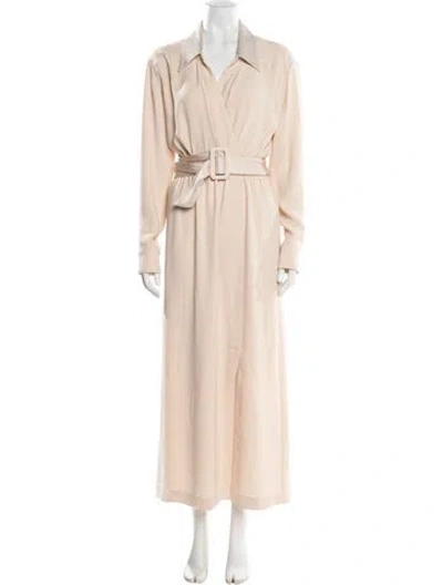 Pre-owned St John V-neck Long Dress In Neutral