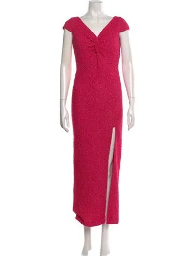 Pre-owned St John V-neck Long Dress In Pink