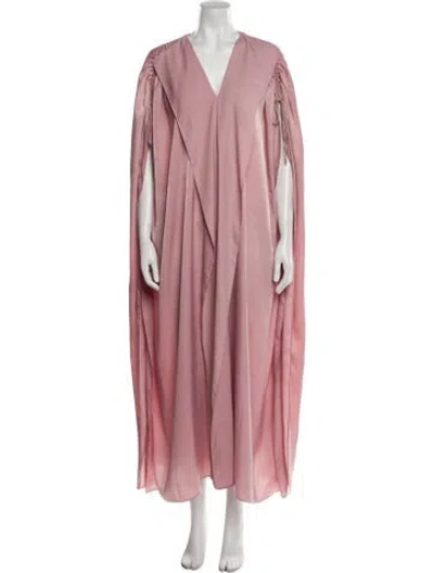 Pre-owned St John V-neck Long Dress In Pink