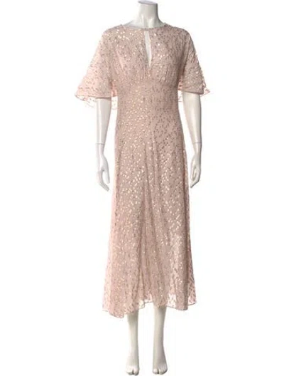 Pre-owned St John V-neck Long Dress In Pink