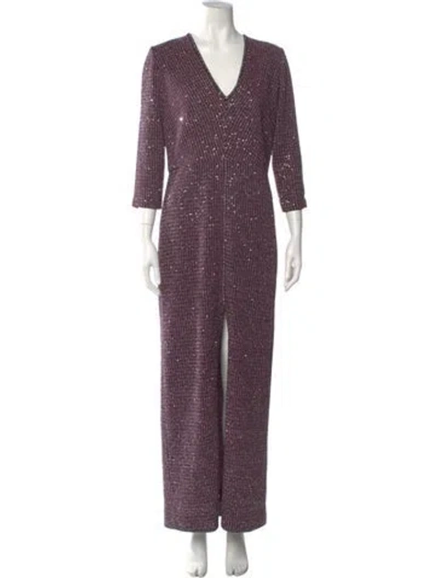 Pre-owned St John V-neck Long Dress In Purple