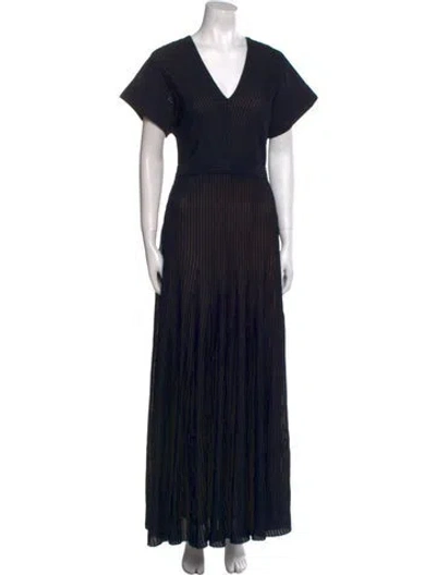 Pre-owned St John V-neck Long Dress W/ Tags In Black