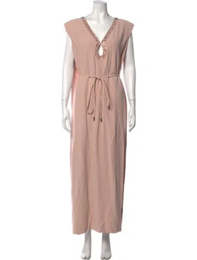 Pre-owned St John V-neck Long Dress W/ Tags In Pink