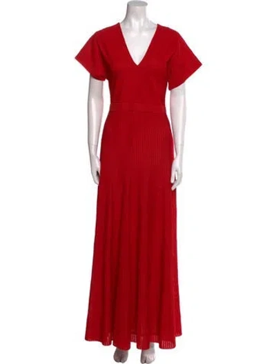 Pre-owned St John V-neck Long Dress W/ Tags In Red