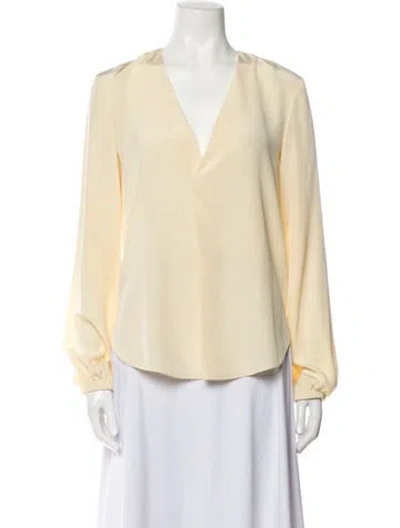 Pre-owned St John V-neck Long Sleeve Blouse In Neutral