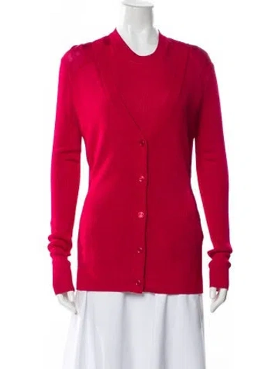 Pre-owned St John V-neck Long Sleeve Blouse In Pink