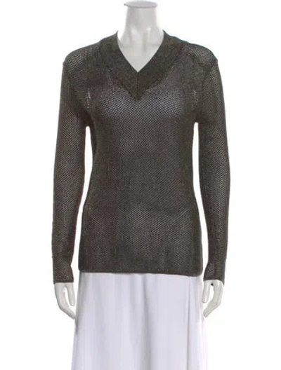 Pre-owned St John V-neck Long Sleeve Top