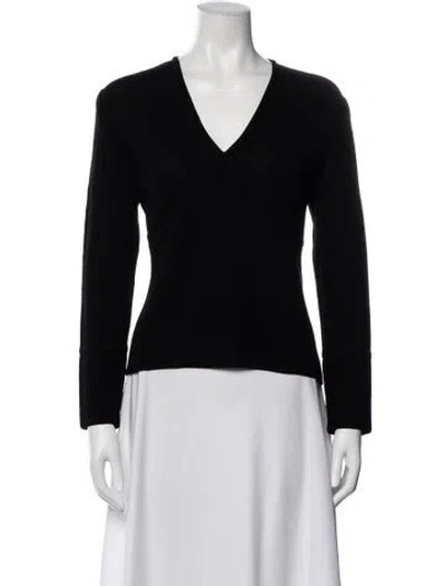 Pre-owned St John V-neck Long Sleeve Top In Black