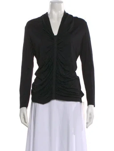 Pre-owned St John V-neck Long Sleeve Top In Black