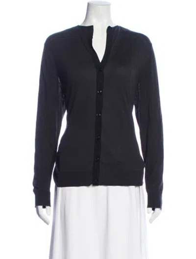 Pre-owned St John V-neck Long Sleeve Top In Blue