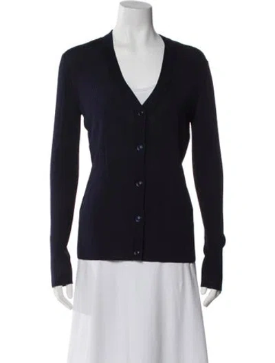 Pre-owned St John V-neck Long Sleeve Top In Blue