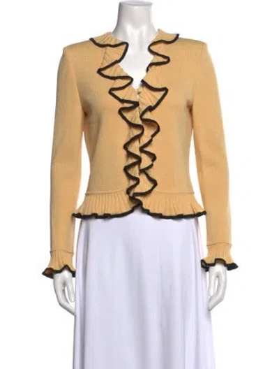 Pre-owned St John V-neck Long Sleeve Top In Neutral