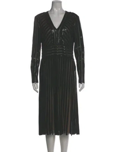 Pre-owned St John V-neck Midi Length Dress In Black